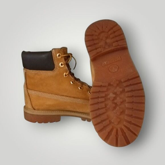 Timberland 12909 Junior’s 6" Premium Sz 6M Waterproof Boots Wheat Nubuck - Picture 6 of 7